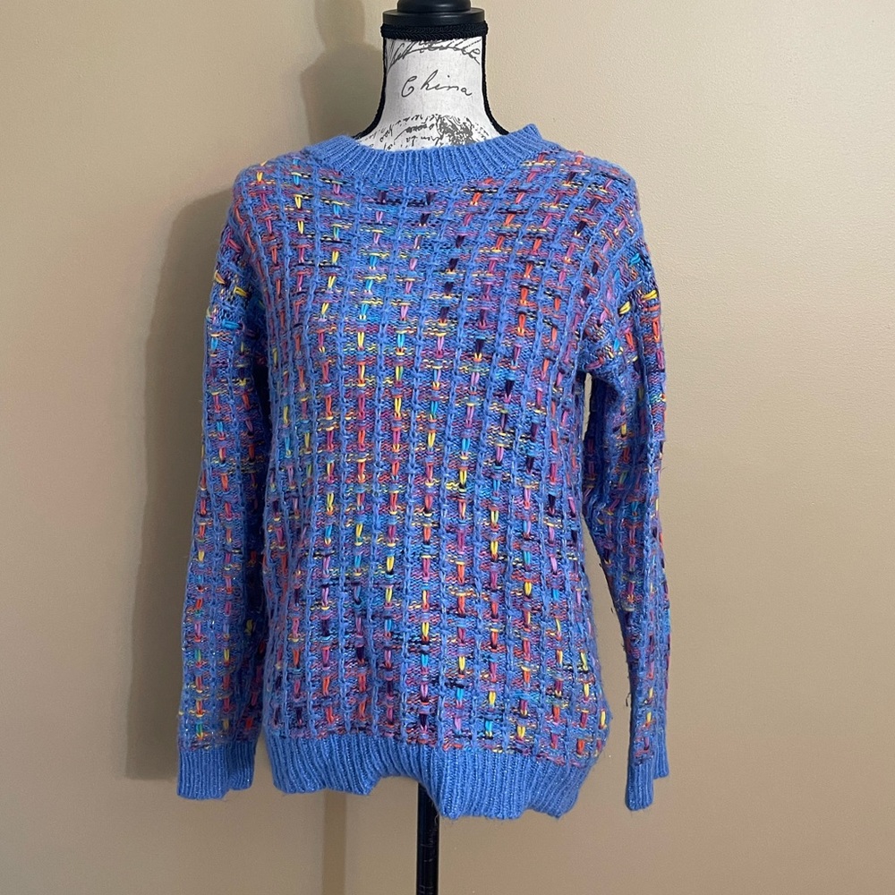 Shein blue knitted sweater